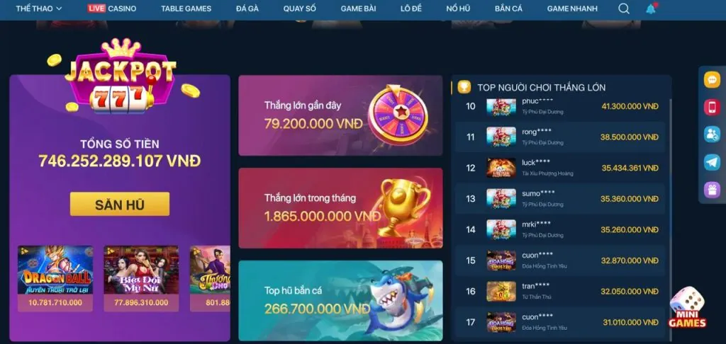 Giao diện máy Nổ Hũ tại Win789